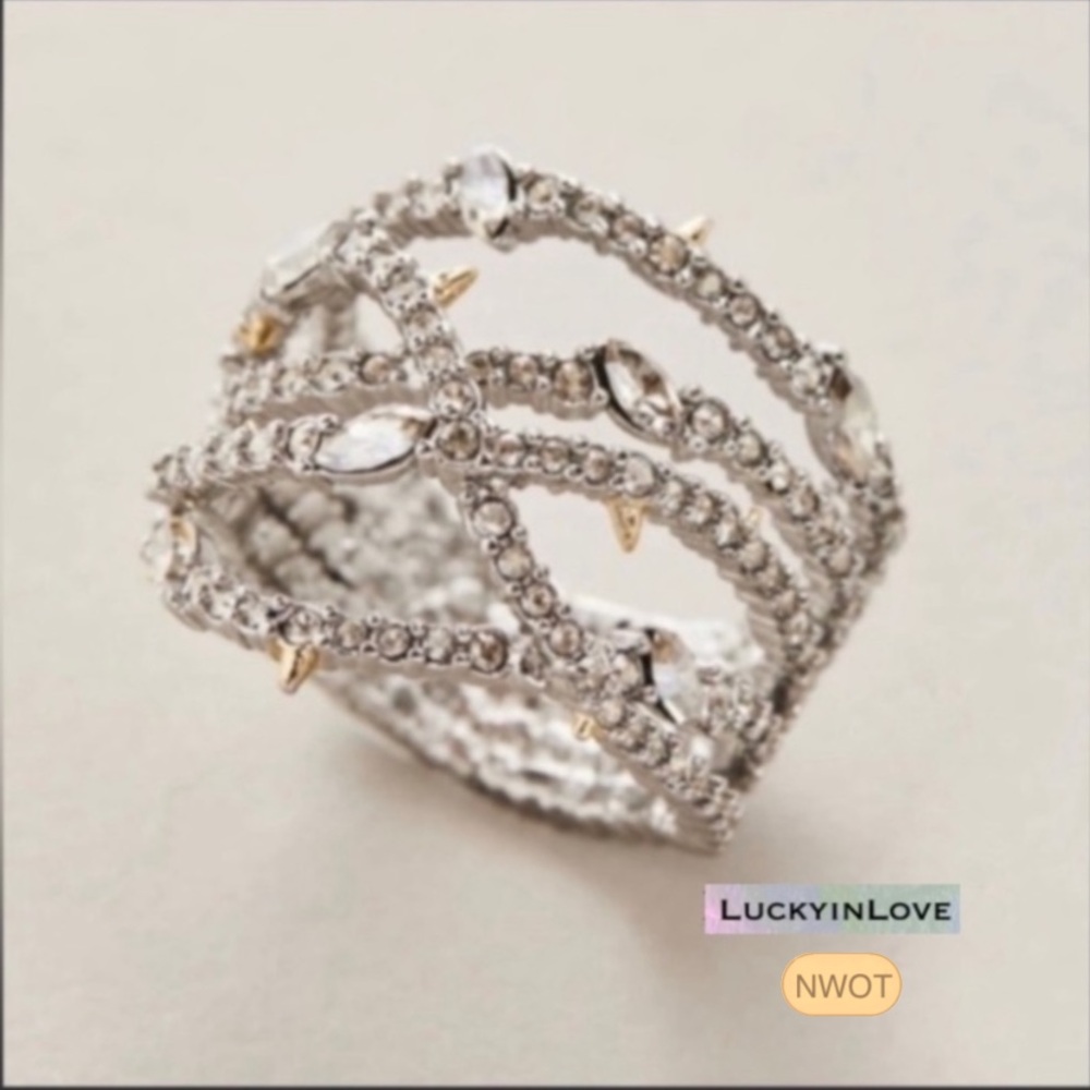 ALEXIS BITTAR • Silver Orbiting
Crystal Encrusted Thorny Lace Ring sz 6